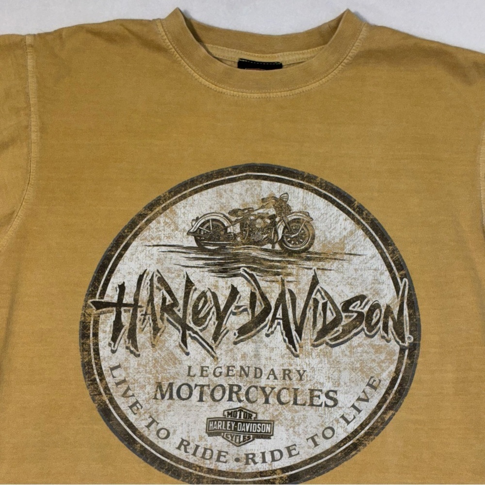 Harley Davidson Shirt Mens Medium Beige Motorcycle Biker Jamaica Graphic Logo